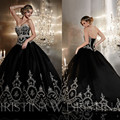Black Gothic Wedding Dresses Ball Gown Embroidery Wedding Dress Long Bridal Gown Lace up Back Vestidos
