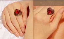 2015 New HOT Fashion Retro Ruby Imitation Diamond Rings For Women Wholesale 17mm size