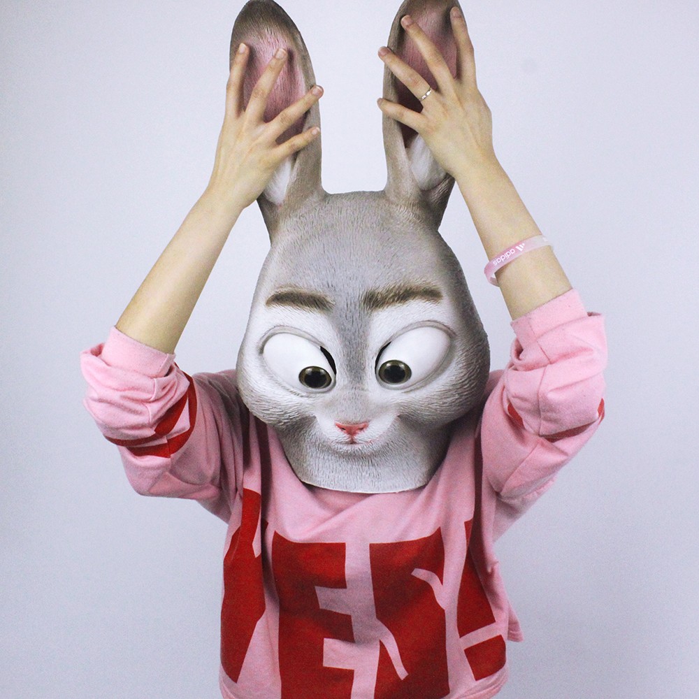 Movie Zootopia Mask Judy Hopps Mask Cosplay Costume Latex Halloween Party Helmet