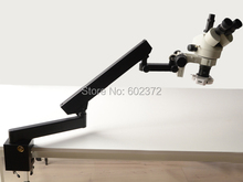 Envío gratis! 3.5X – 45X microscopio estéreo del zumbido + soporte articulado con CLAMP + 144LED