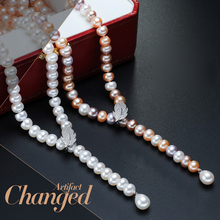 100% Genuine Fashion Pearl Necklace Natural Freshwater Pearl Long Necklace Charm Accessories Statement Necklace For Women Gift