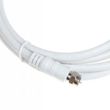 High Quality White 6.6ft 9.5mm 90 Degrees Male to F type Male Coaxial TV Satellite Antenna Cable