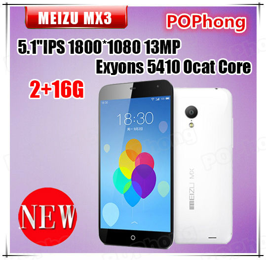 J Original MEIZU MX3 Smartphone 5 1 IPS 1800x1080 Exyons 5410 Ocat Core 2GB RAM 16GB