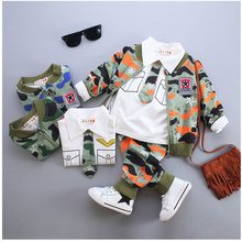 2016 New Autumn Stylish Toddler Boys Clothing Camouflage Sets 3 Piece Baby Boy Outfits Children Clothes Infant Suits Clothing