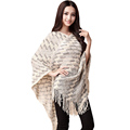 Fashion Women Batwing Sleeve Tassel Pullover Fringe Irregular Hem Casual Loose Poncho Cover Up Knitting Sweater
