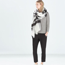 1 PC 195X 88CM Fashion Women Men Blanket Large Oversized Tartan Scarf Wrap Shawl Black White Plaid Cozy Checked Pashmina Scarves
