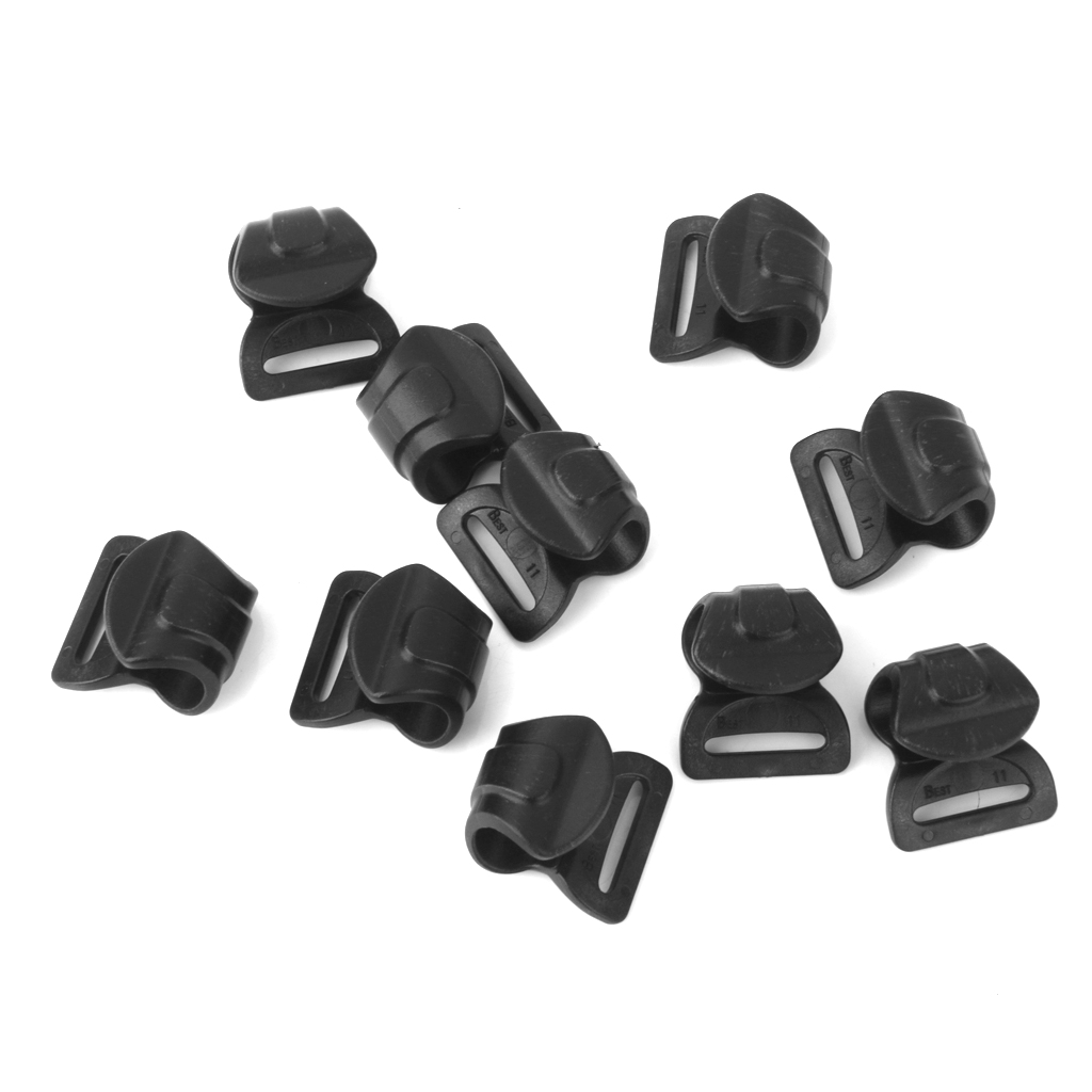 10pcs Plastic Camping Awning Tent Canopy C Clips for 10mm-13mm Poles Black 