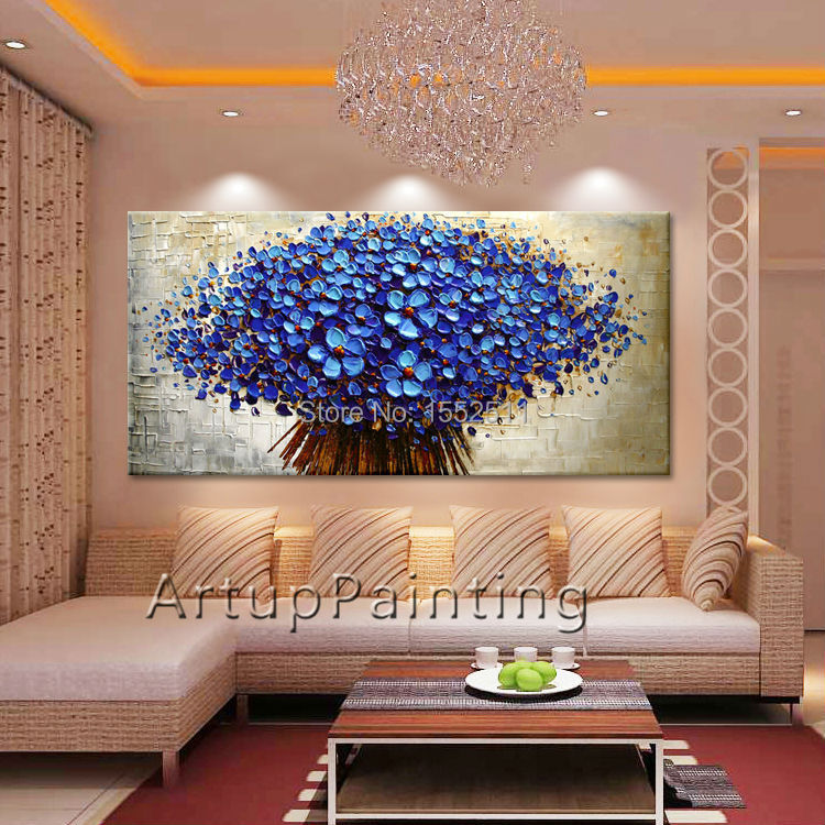 Flower Hand Painted wall Picture quadros palette knife abstract oil painting canvas Art modern Home cuadros decorate living room