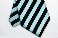 NT0050 Blue Black Stripe Smooth Multicolor Jacquard Woven Classic Type Silk Polyester Man s Business Wedding