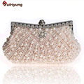 New Double Sided Pearl Evening Bag Shell type Beaded Day Clutches Diamond Flowers Bridal Handbag Women