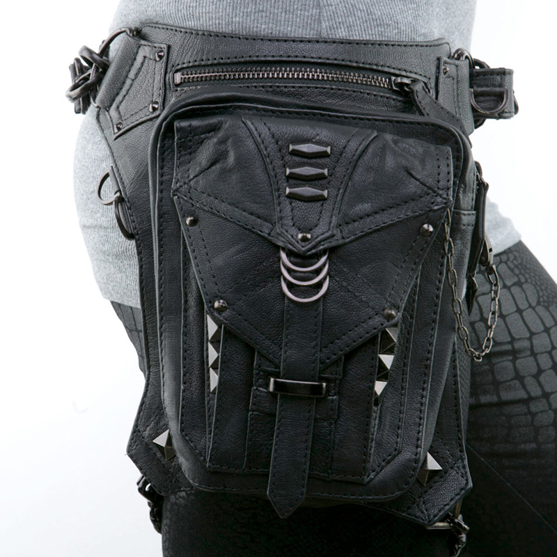 Steam punk retro rock messenger bag general mobile phone bag mini leg bag outdoor travel waist bag pack