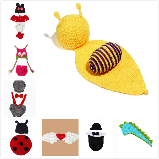 Retail Ladybug2015 New Designs Crochet Baby Hats Photo Props Infant Costume Outfits New Born Crochet Beanies Clothes