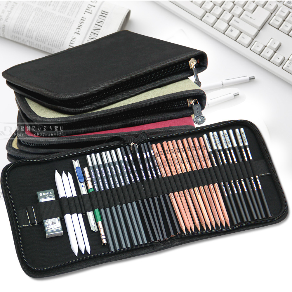 FreeshippingFashionNewZipperPaintBrushPenBagStationeryToolBox