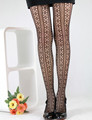 Plum Flower Sheer Black Tights 8215