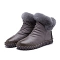 2017 Handmade Sewing Fashion Genuine Leather Flat Ankle Winter Women Boots Warm Ladies Leisure Shoes Woman