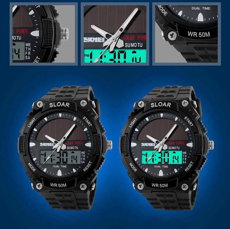 New Energy Solar Watch Men'S Digital Sports LED Watches Men Solar Power