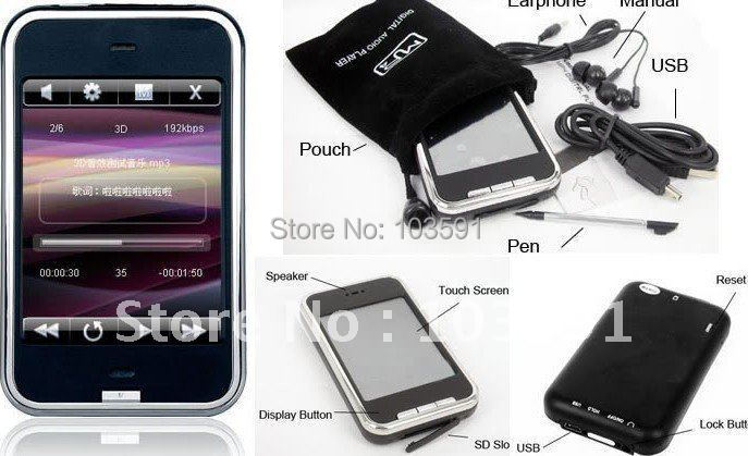 Купить 8 ГБ 2,8-дюймовый сенсорный экран mp3 mp4 плеер с fm камеры ...