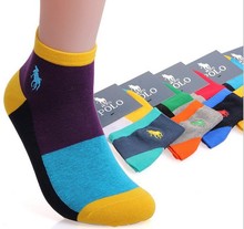 5pairs new 2014 high quality spring summer casual male socks polo Men Brand  Cotton Socks  Colorful polo Socks for men