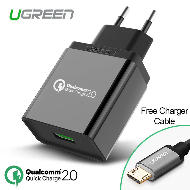 Ugreen for Qualcomm Quick Charge 2.0 Wall Charger 18W EU Plug USB Fast Charger for Xiaomi Sony Xperia HTC for Samsung S6 Edge