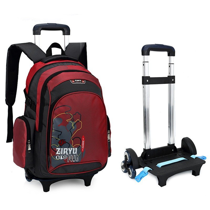 trolley-backpack-wheels-school-bag-detachable-children-Rolling-Backpack-climb-stairs-rod-bag-red
