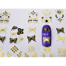 New Gold Black 3D Nail Stickers Top Quality Metalic Adhesive DIY Styling Nail Beauty Decals Accessories