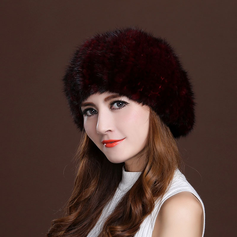 Real mink hat 2015 sales of the latest high-quality hand-woven mink hat beret female winter