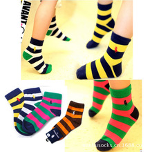 muilti color POLO children boneless original single cotton socks striped socks mix color 12 pairs