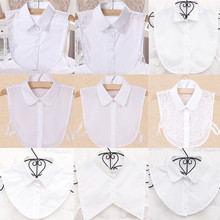 2016 New Women Cute Fashion Blouse False Collar Clothes Shirt Detachable Collars White Black Lace Blue