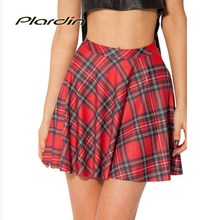 The Black Pearl New 2016 Women Sexy SKIRTS Ladies TARTAN RED SKATER SKIRTS Above The Knee Saia De Renda Drop Shipping S119-88