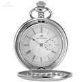 KS Retro Vintage Silver Skeleton Round Hunter White Steampunk Male Women Clock FOB Pendant Quartz Pocket