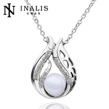 N548 New Design Wedding Women Necklace 18K Gold Plated Austrian Crystal Pendant Necklace Pearl Jewlery Vintage