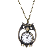 Unique Antique Fashion Alloy Vivid Owl Pocket Watches Pendent Necklace Owl Quartz Watch Vintage Pocket Watch