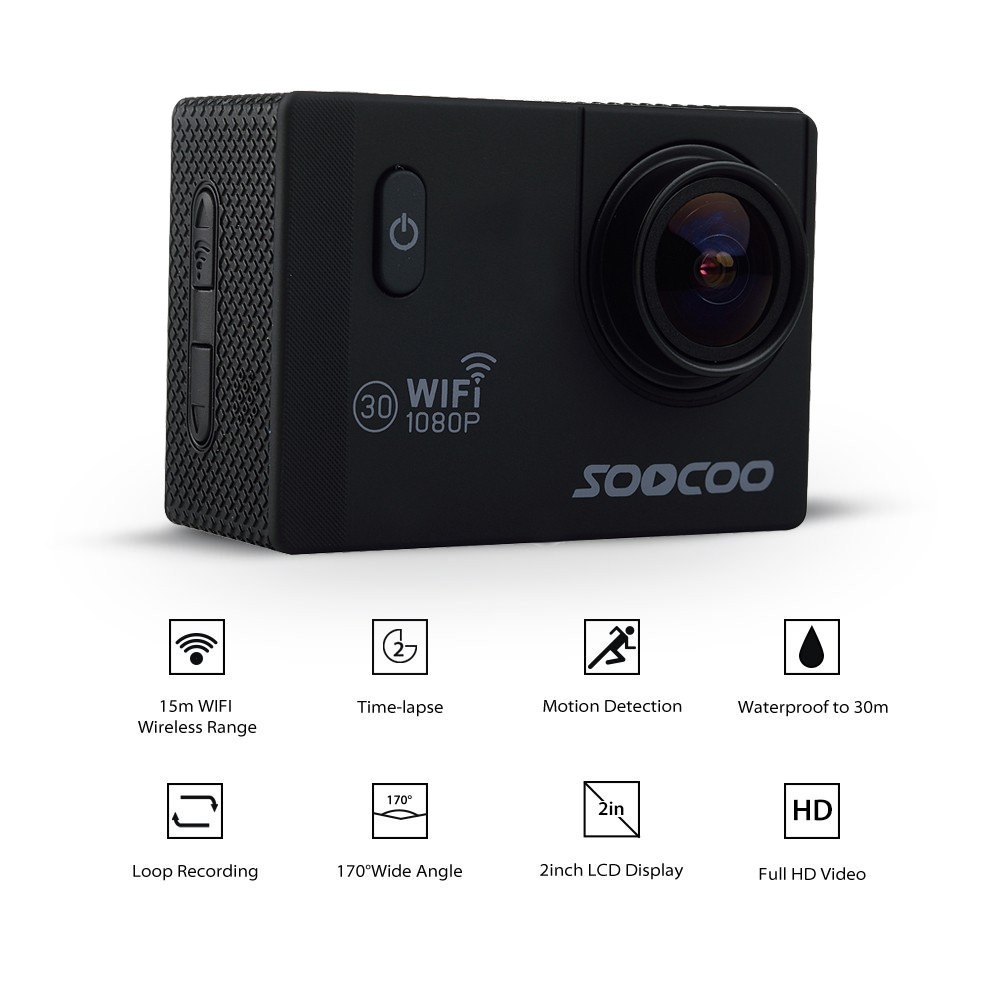 SOOCOO C10S Sports Action Camera 2.0 Inch HD LCD Screen 170 Degrees Wide Angle 60M Waterproof Outdoor Camera (1)