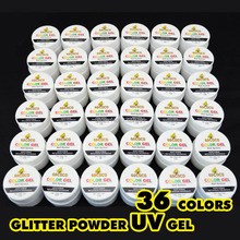 36 Glitter Colors UV Gel Nail Tips Pure Fine Shiny Cover French Manicure Set high quality