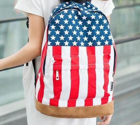 Cheap Products Unisex Canvas teenager School bag Book Campus Backpack bags UK US Flag wholesale retail