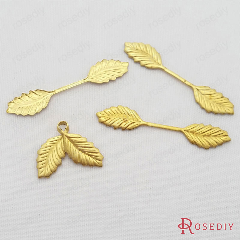 Wholesale 34*7mm No Plated Natural Color Leaves Brass Decorative Base Diy Jewelry Findings Accessories 50 pieces(JM7123)