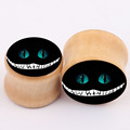 Solid Natural Wood Ear Plugs tunnel stretchers Earlets Gauges ghost cat logo piercing earring for man