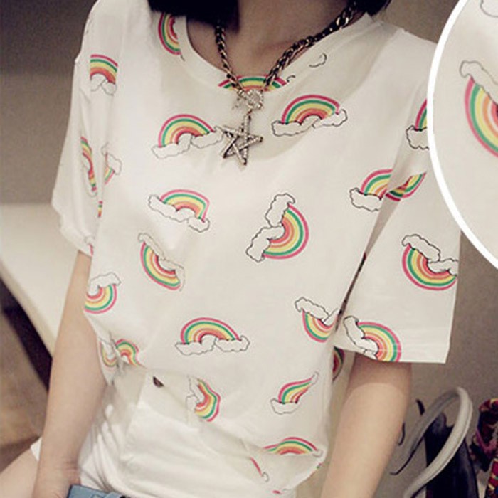 Gray-2015-New-Women-Summer-T-shirt-Cute-Girl-Harajuku-Cartoon-Banana-Duck-Cat-Cigarette-Owl-Print