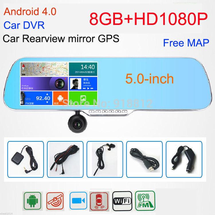 5.0 inch Capacitive Touchscreen rearview mirror an...