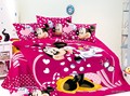 100 Cotton kids Girls 3 4 pcs Minnie Mouse oil printing Pink bedding sets Twin Full