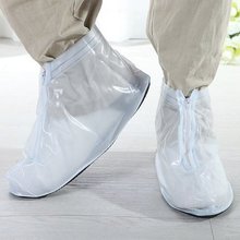 Newest Fashion White Women Men Zippered Nonslip Rainproof Flodable Reusable Short Boots Shoe Covers Rain Protector