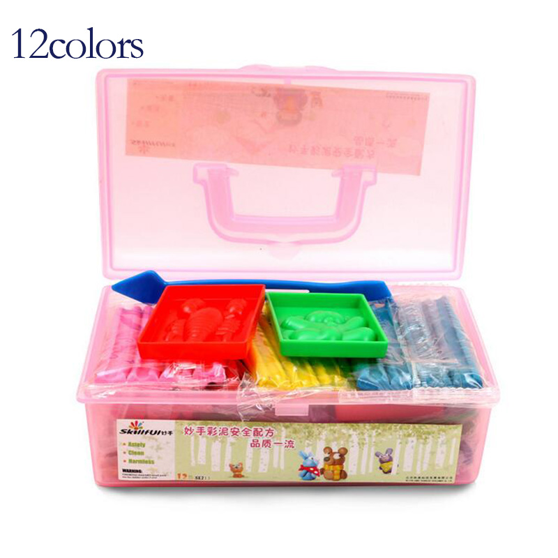 Play Dough 12Colors Plasticine and Tool Kit DIY Malleable Fimo Polymer Modelling Soft Clay Blocks Playdough clay paper clay