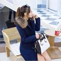 2016 Winter Women Coat Korean Style Woolen Cloth Coat Pure Color Heavy Hair Collar Double breasted