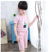 2016 New Arrival Kids Summer Style Cotton Short Sleeve Pullover+Loose Pants Girls Sets Girl Clothing Set For Girls