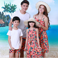 summer 2016 mother daughter dresses father son white family t shirt red plaid beach pants women