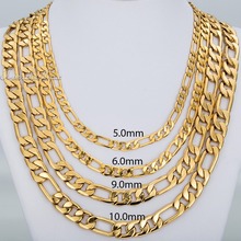 9.5mm 20 inches Men’s Figaro Link Chain 18K Gold Filled Necklace Fashion Jewelry Gift GN59