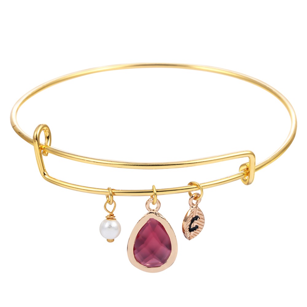 2016 Gold Plated Jewelry Beautiful Crystals Bangles With Name Initial