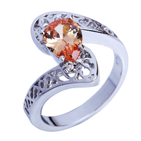 New Fashion Jewelry Decent Elegant Champagne Morganite 925 Silver Fashion Ring Size 6 7 8 9 For Free Shipping Wholesale