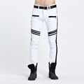 Men s jeans fashion casual jeans stitching trousers white hole straight jeans for men size 28