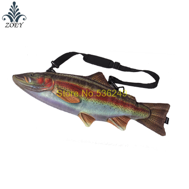 Red Trout Fish Bag Colorful Seafish Messenger Bag Creative 3D Fish Sling Bag